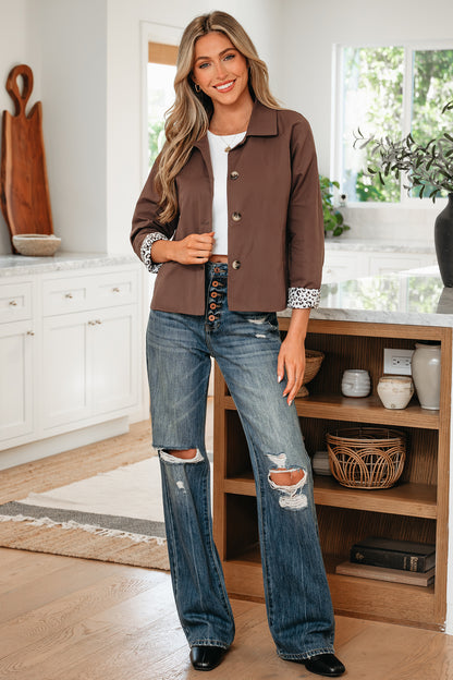 Dark Brown Collar Jacket
