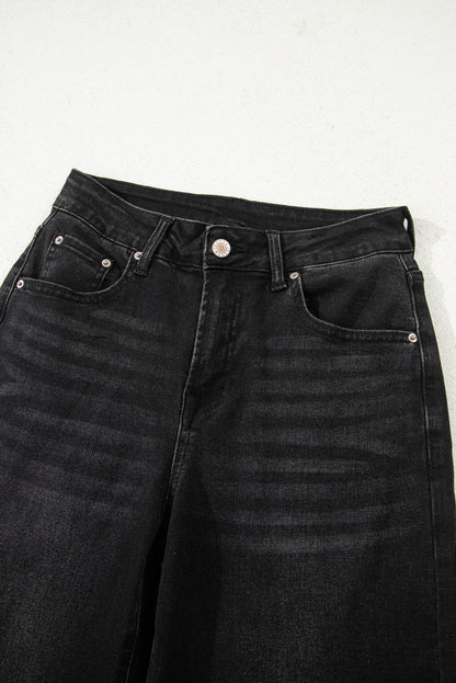 Black Straight Leg Loose High Waist Jeans