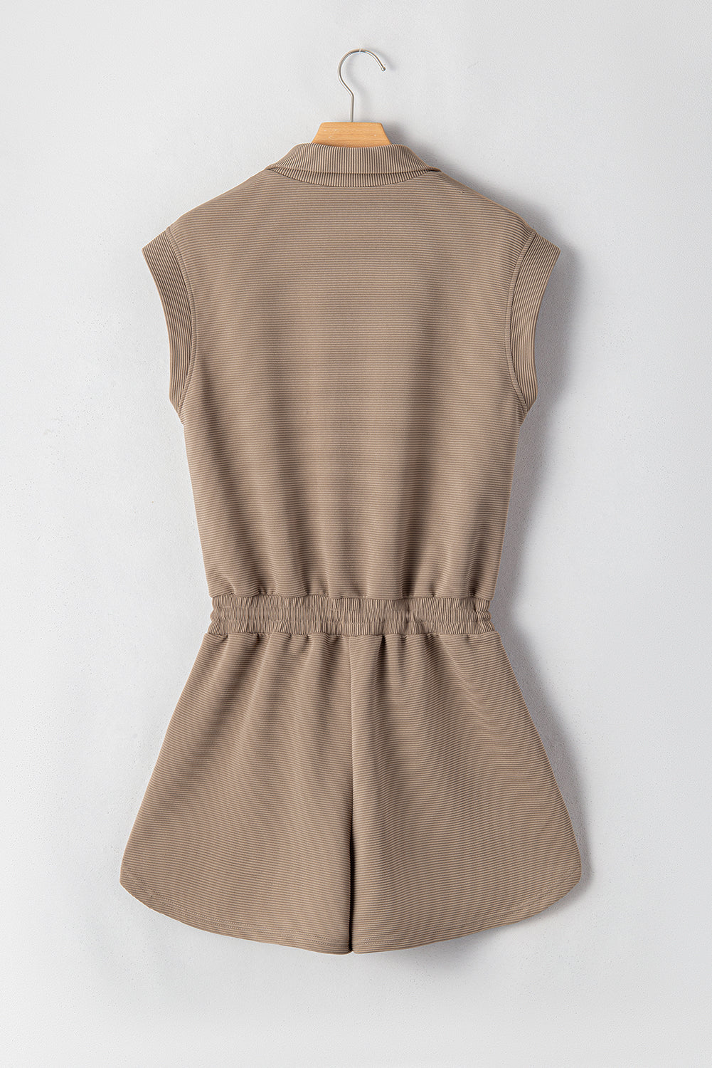 Khaki Textured Short Sleeve Romper