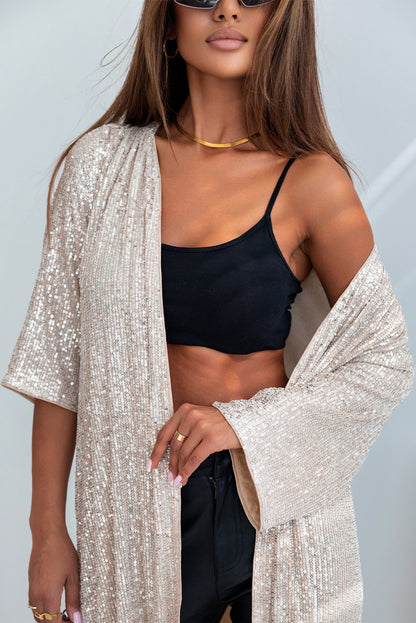 Apricot Sequin 3/4 Kimono