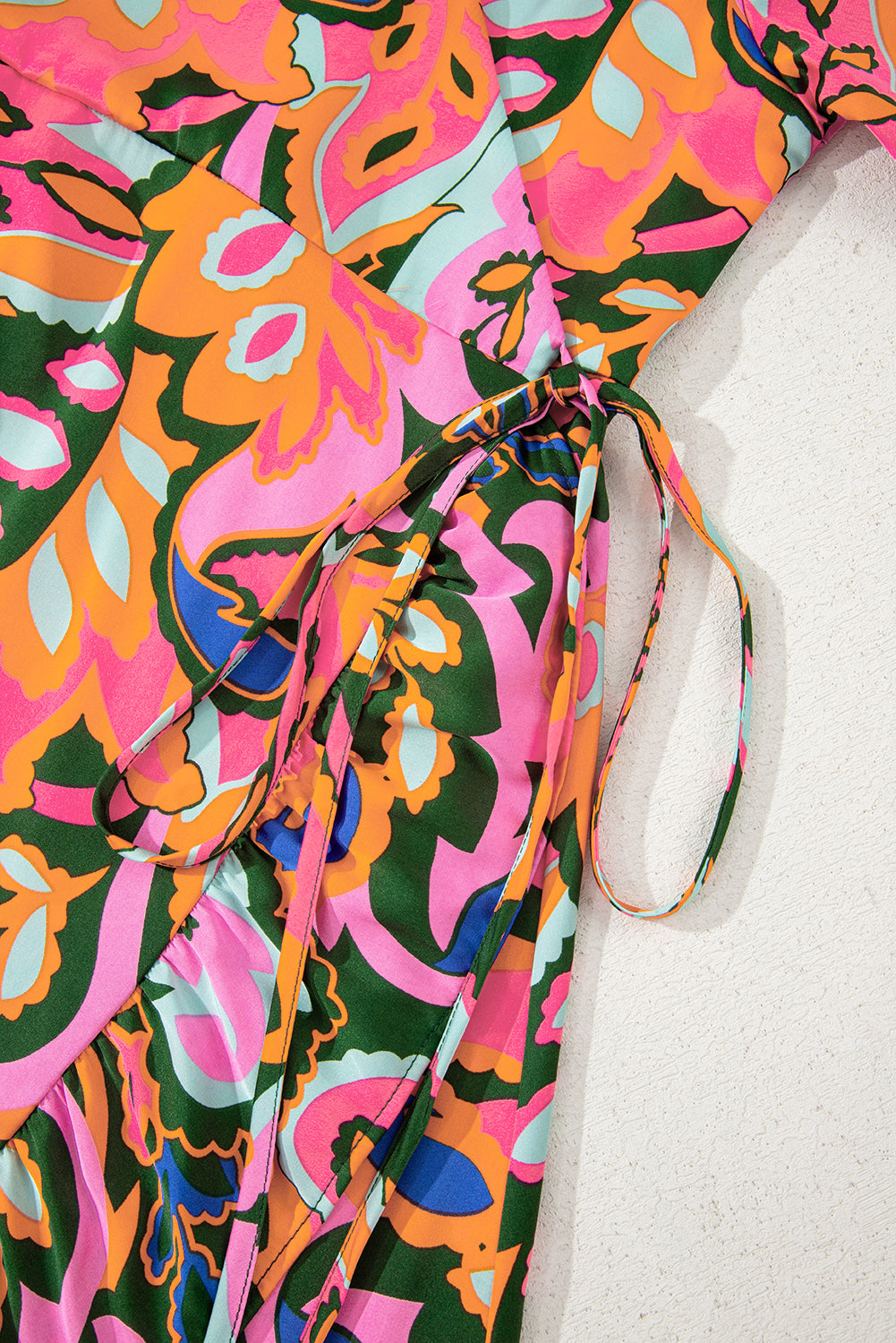 Rose Summer Print Ruffled Asymmetric Maxi Dress