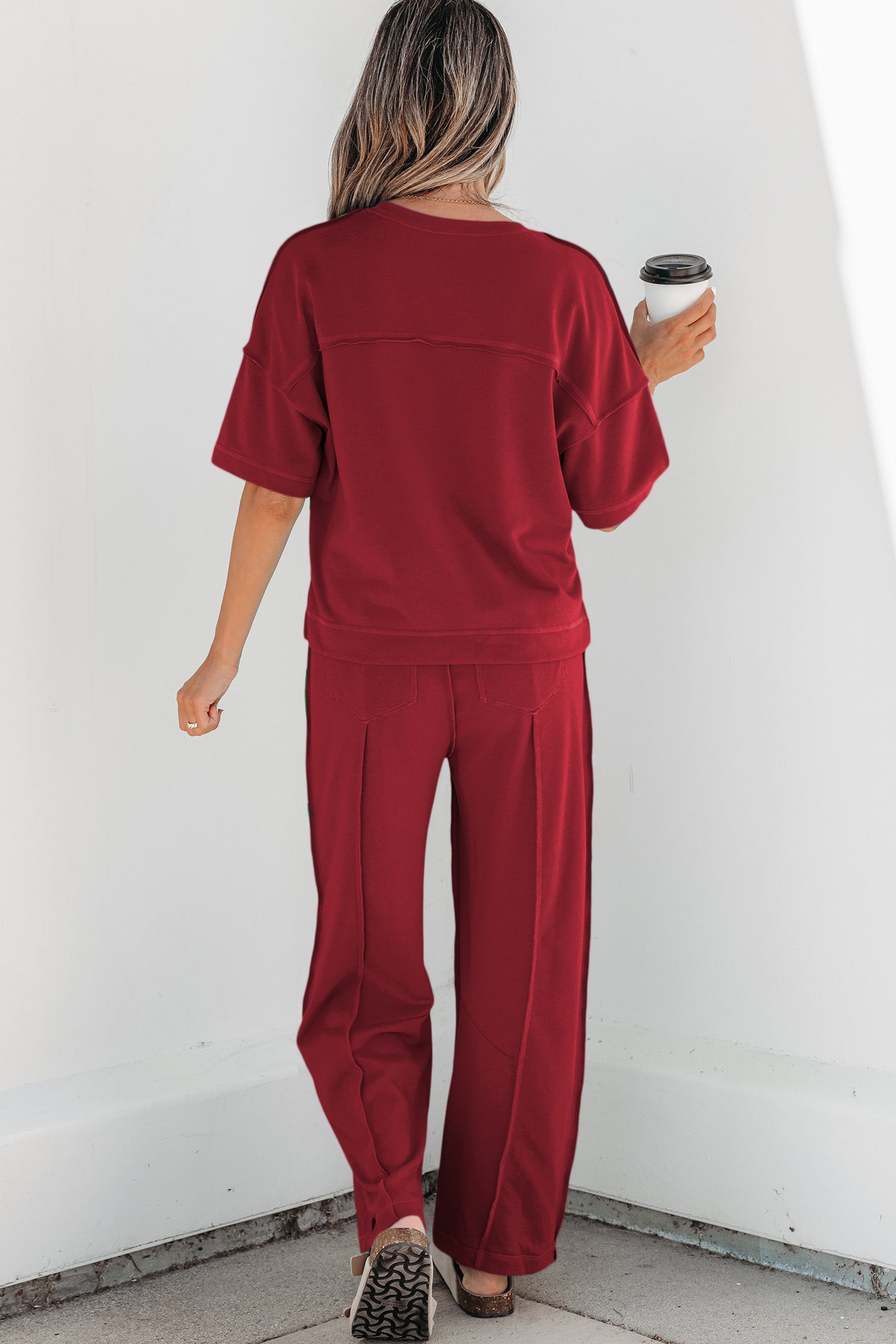 Red Boxy Tee and Barrel Pants Set