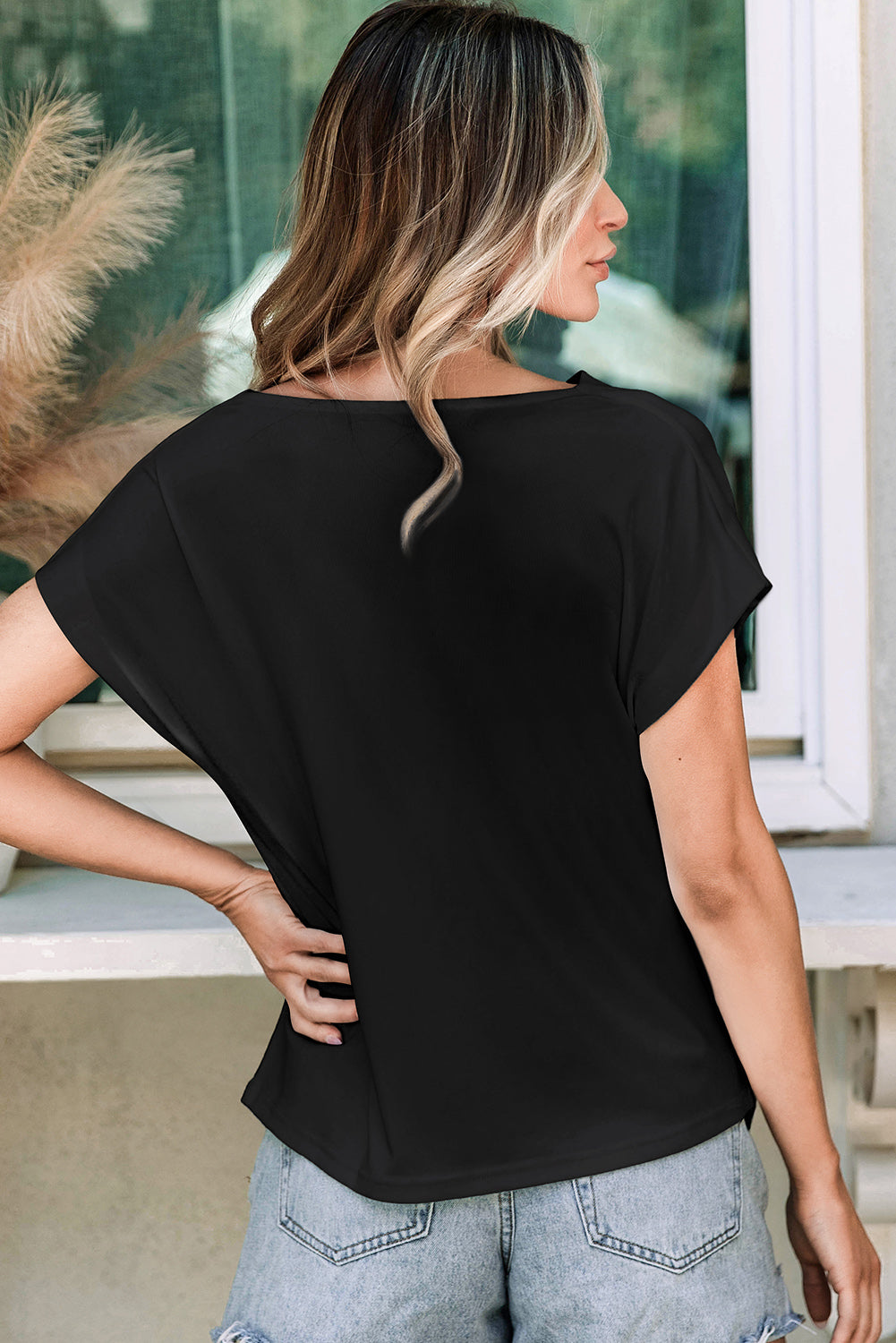 Black Cowl Neck T Shirt