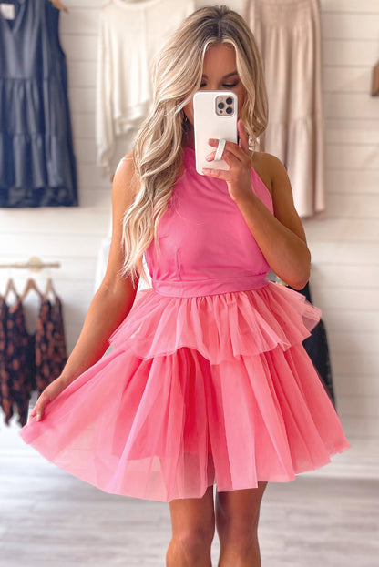 Strawberry Pink Halter Dress