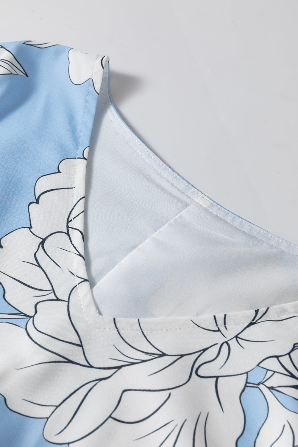Sky Blue Floral Plus Size Tiered Maxi Dress