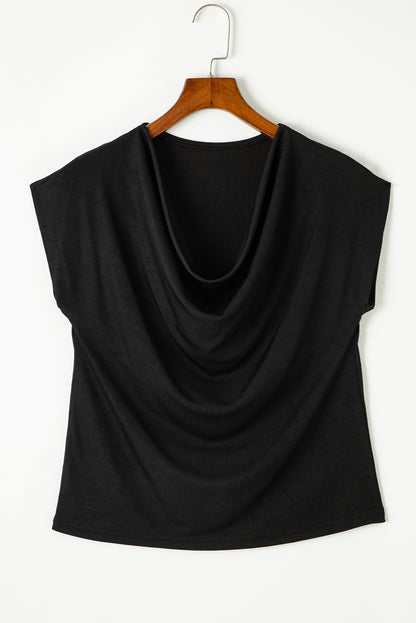 Black Cowl Neck T Shirt