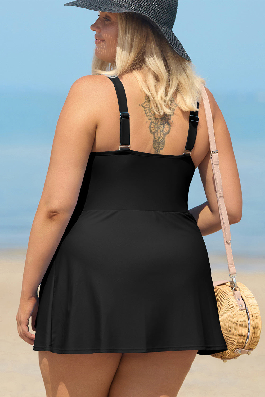 Black Plus Size One Piece Swimsuit