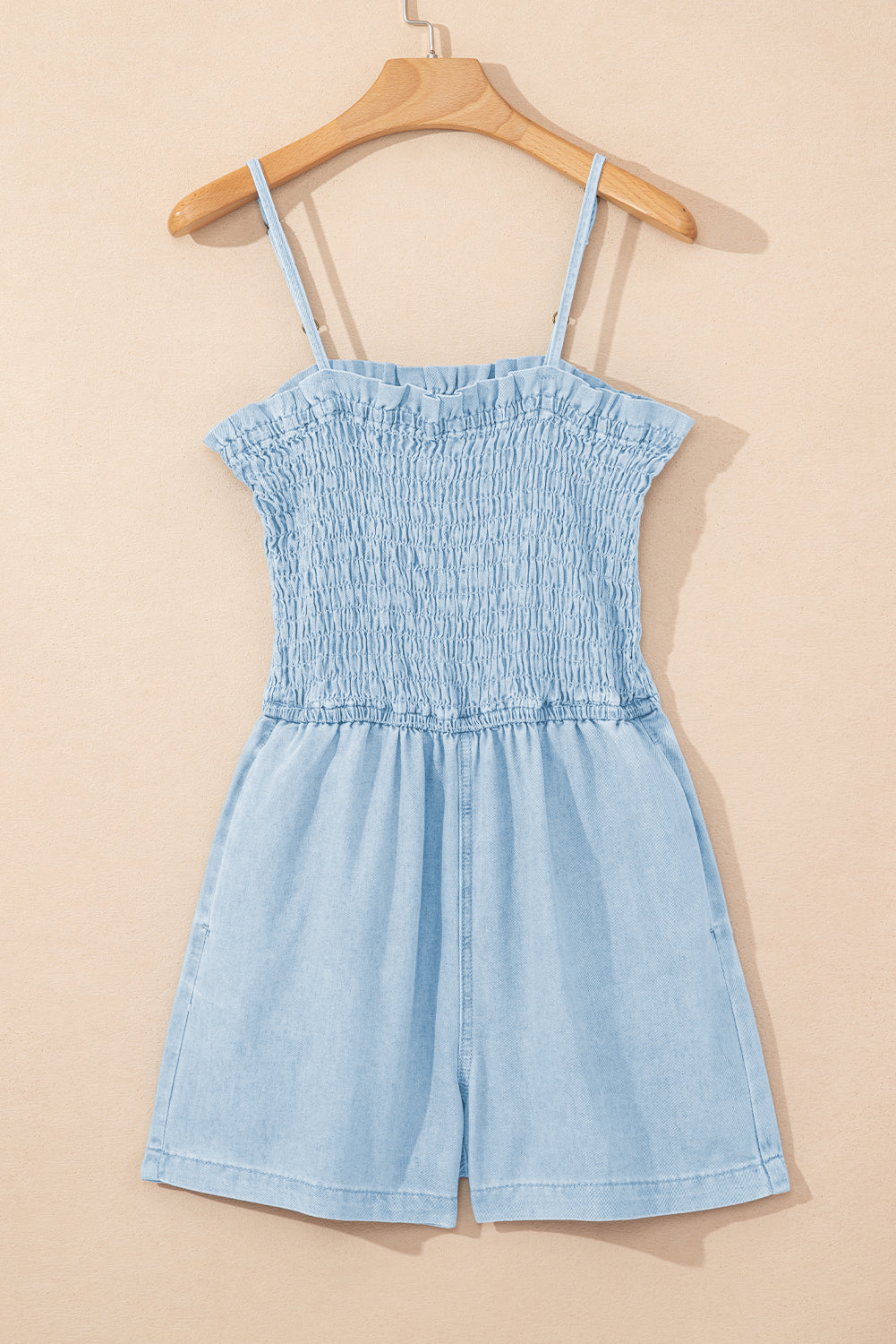 Beau Blue Smocked Denim Romper