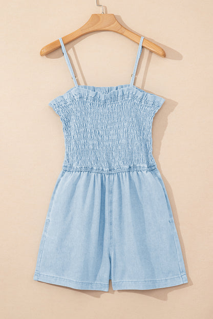 Beau Blue Smocked Denim Romper