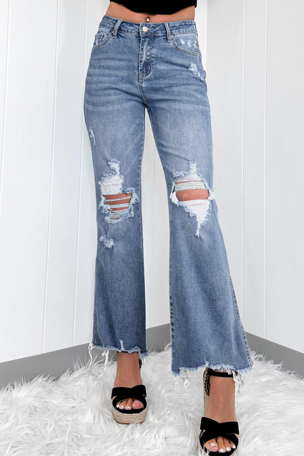 Dusk Blue High Rise Flared Jeans