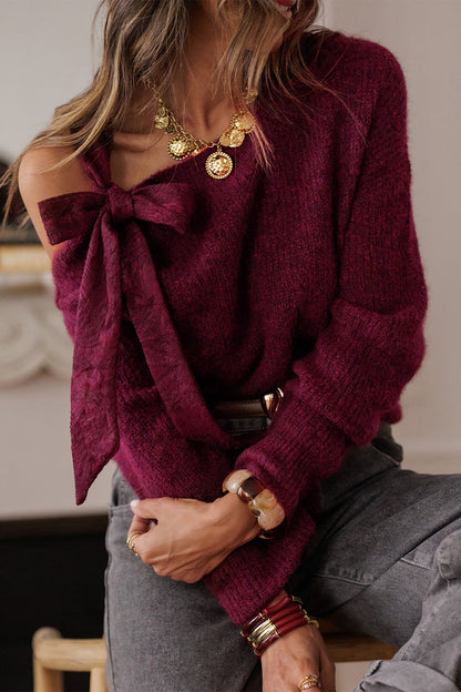 Burgundy Bow Asymmetric Jersey