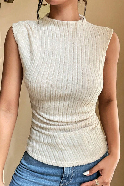 Nude Ribbed Knit Tank Top