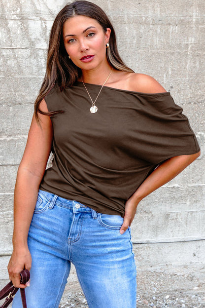 Coffee Plus Size Short Sleeve Blouse