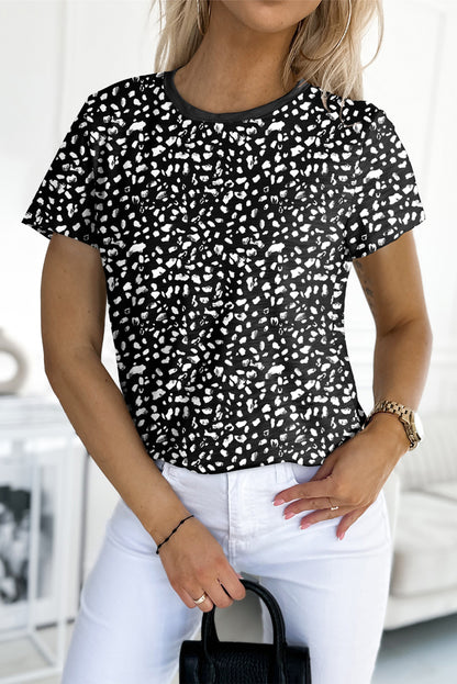 Black Cheetah Print Short Sleeve T-Shirt