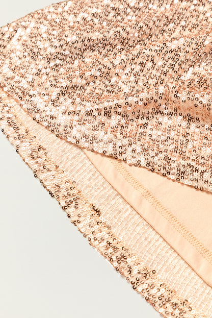 Apricot V-neck Sequin Dress