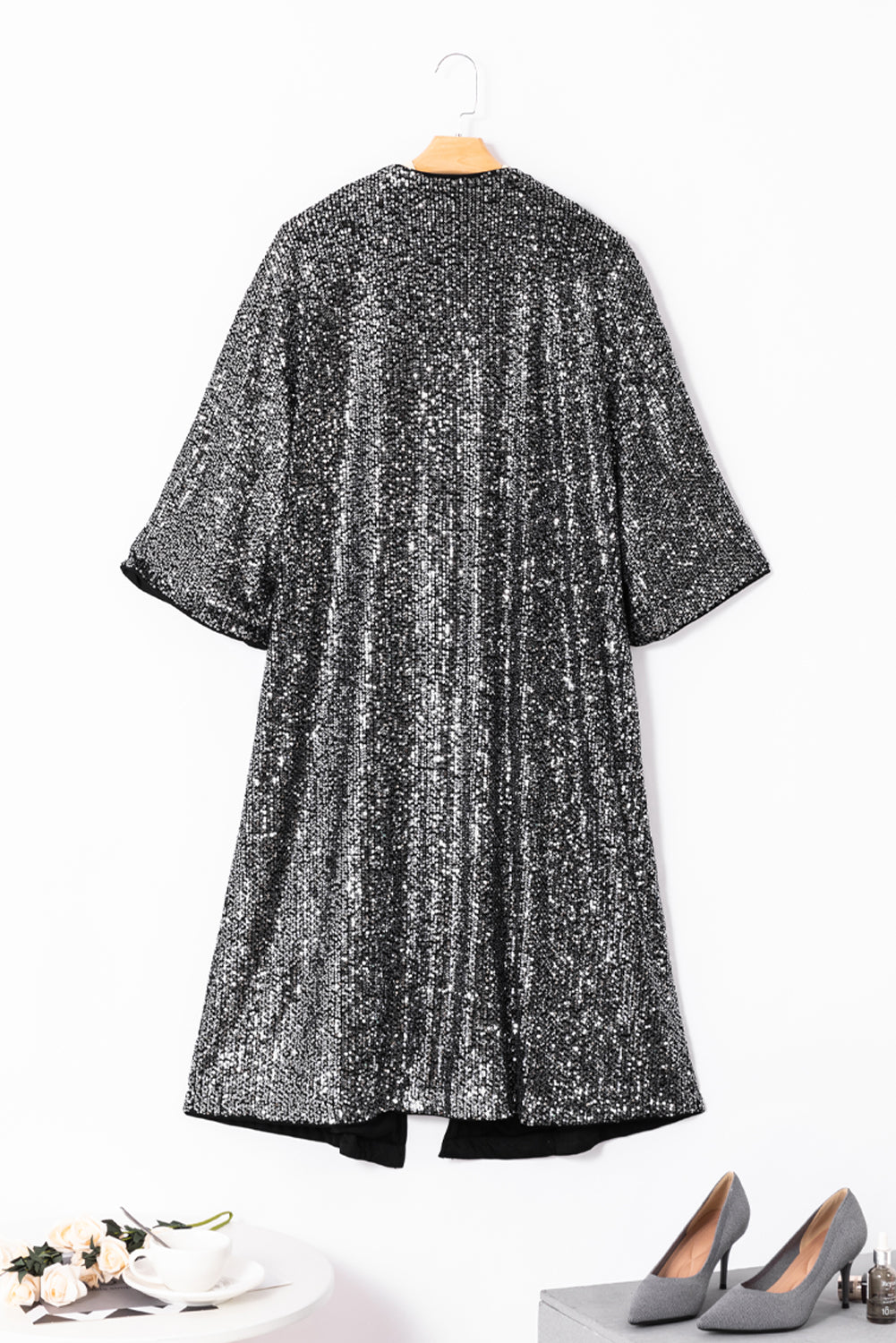 Sequin 3/4 Sleeve Kimono