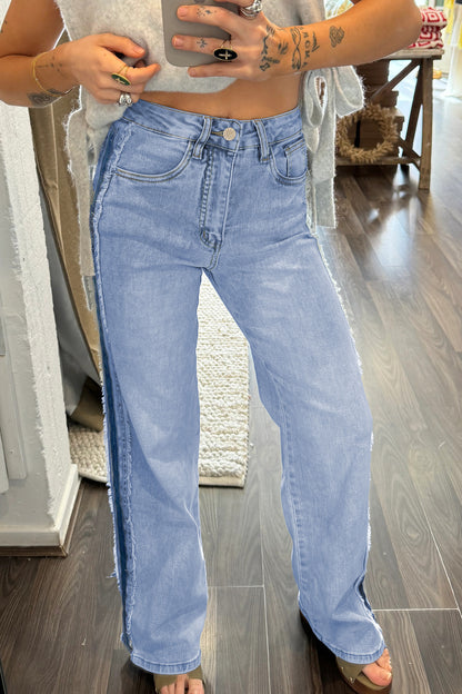 Beau Blue Contrast Frayed Jeans
