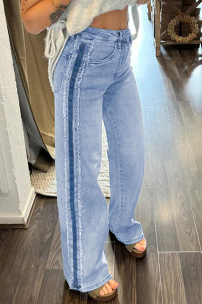Beau Blue Contrast Frayed Jeans