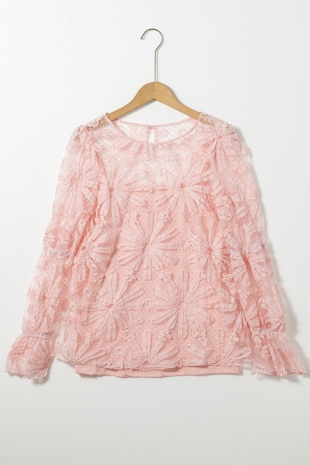 Pink Flower Mesh Blouse