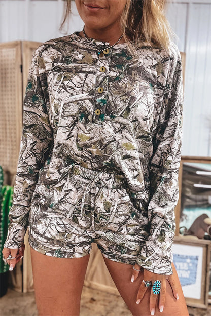 Camo Top & Shorts Two Piece Set