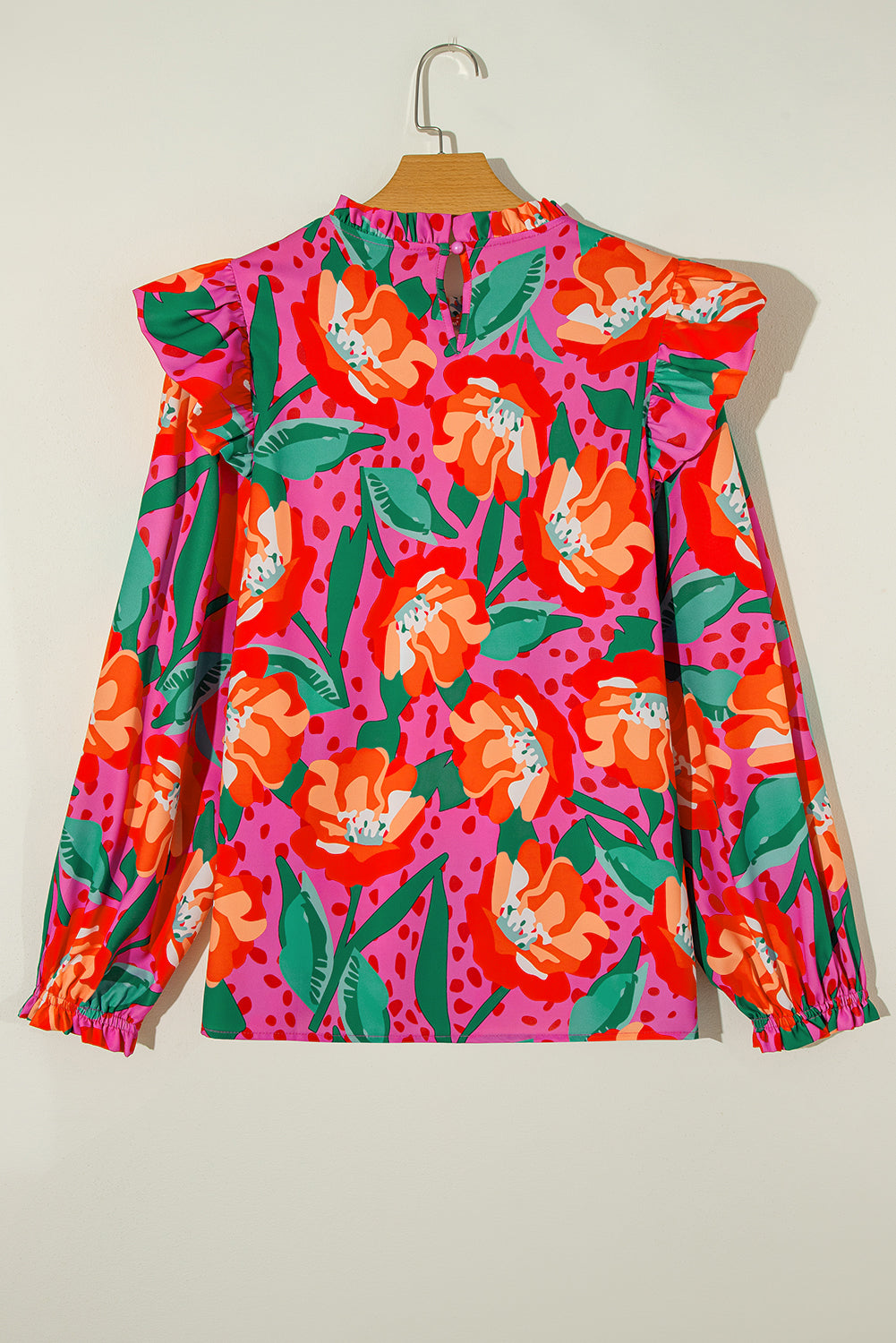 Rose Floral Print Plus Size Blouse