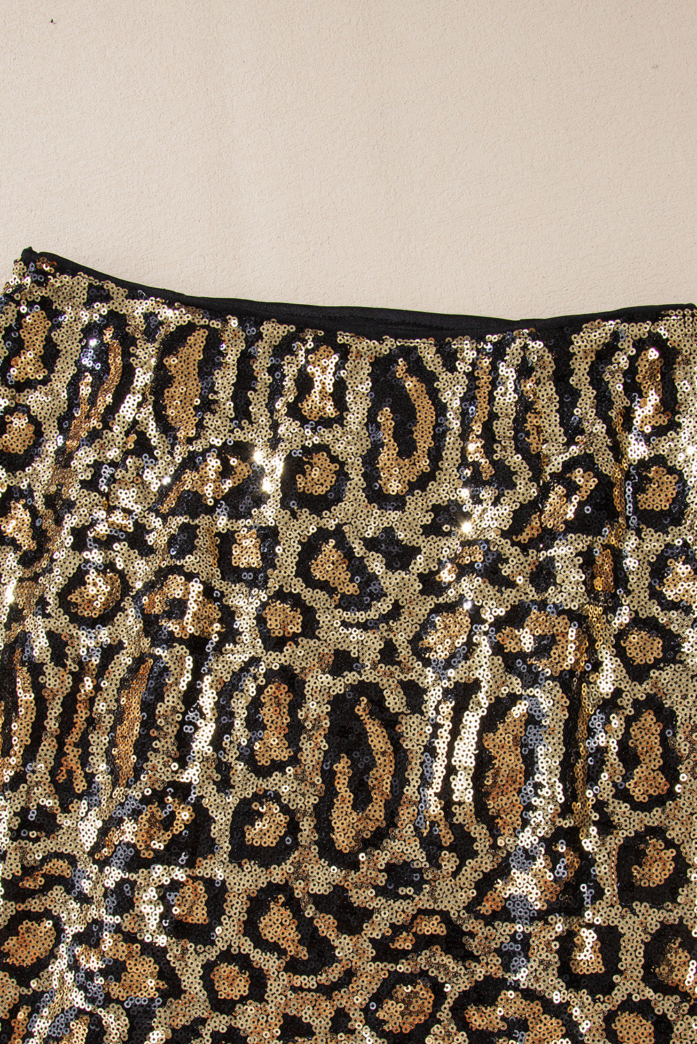 Brown Sequined Leopard Mini Skirt