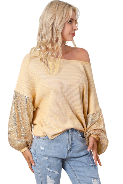 Sequin Open Back Knit Top