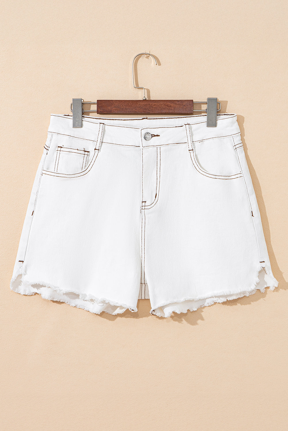 White High Waist Denim Shorts