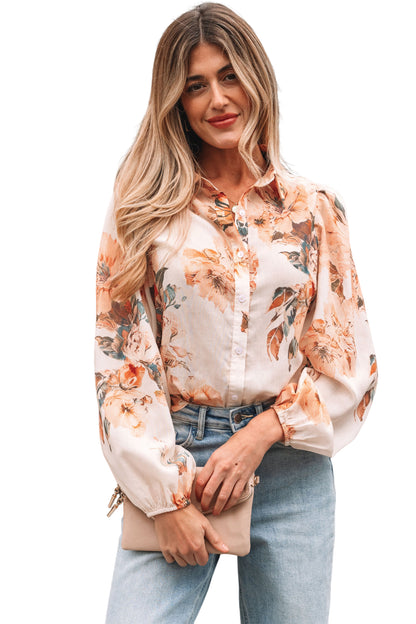 Floral Puff Sleeve Lightweight Shirt