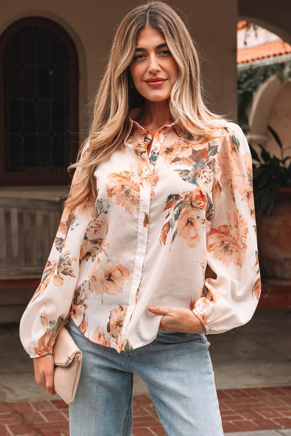 Floral Puff Sleeve Lightweight Shirt