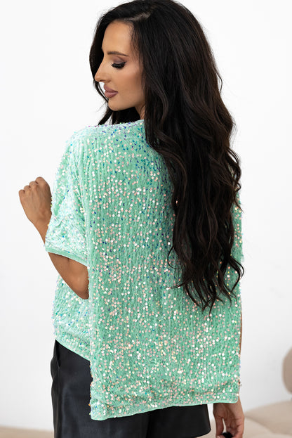 Jade Sequin Velvet Blouse