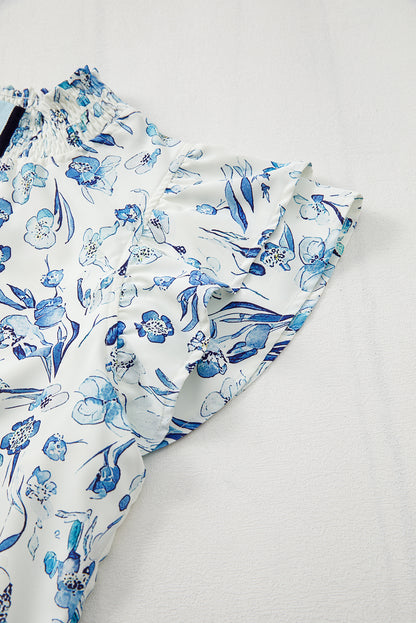 Sky Blue Floral Print Blouse