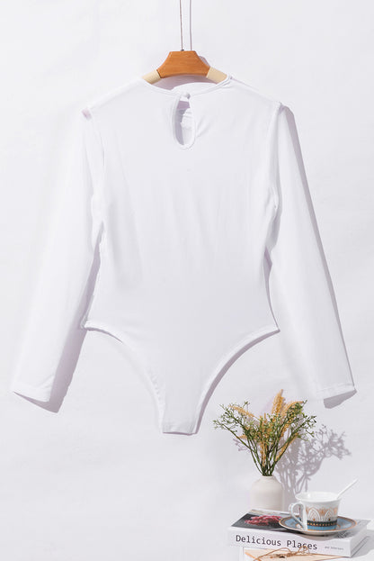 White Mesh Cutout Bodysuit