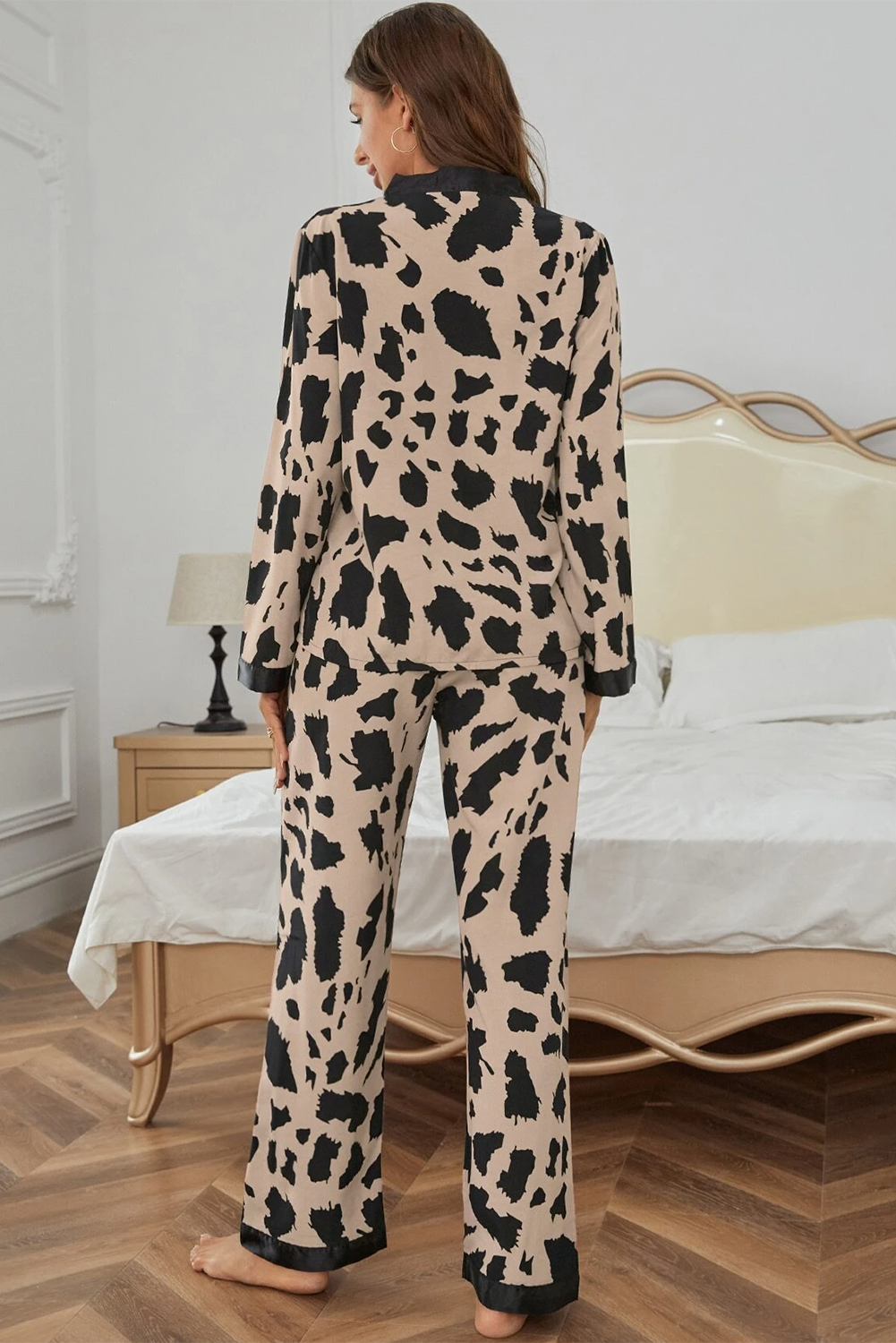 Khaki Cheetah Two Piece Sleepwear