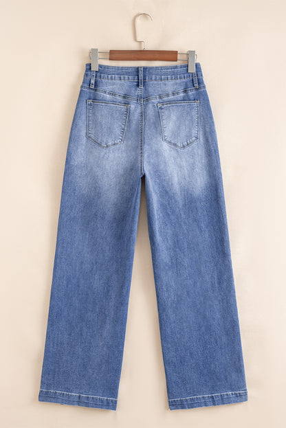 Blue Straight Cut High Rise Jeans