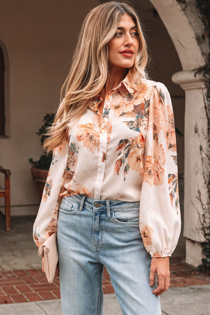 Floral Puff Sleeve Lightweight Shirt