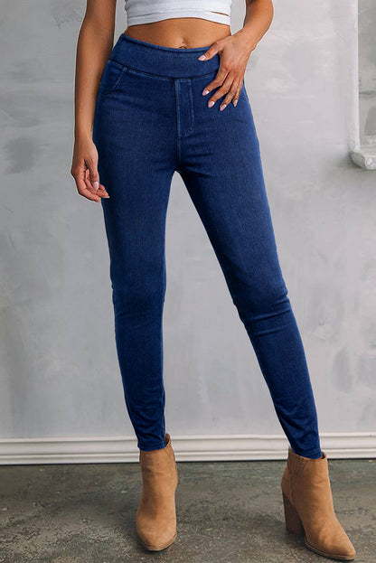 Blue High Waist Slim Fit Jeggings