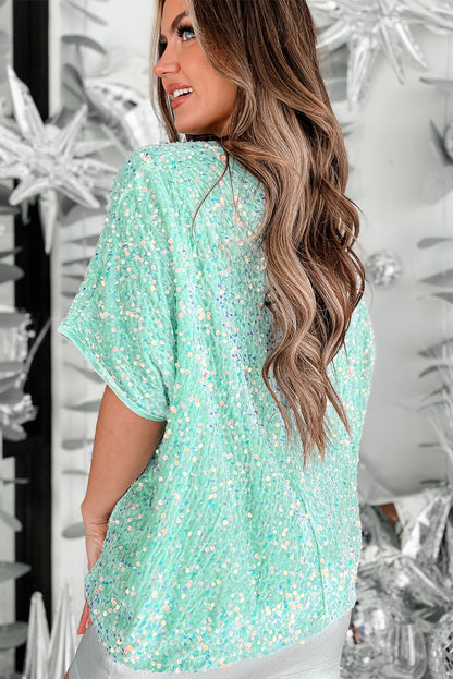 Jade Sequin Velvet Blouse