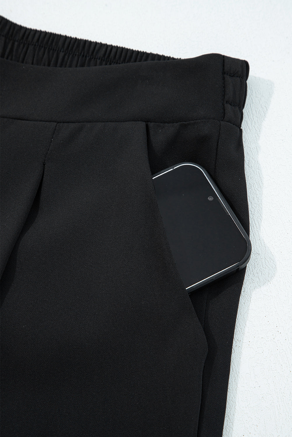 Black Pleated Loose Straight Pants