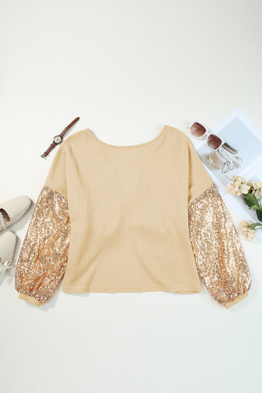 Sequin Open Back Knit Top