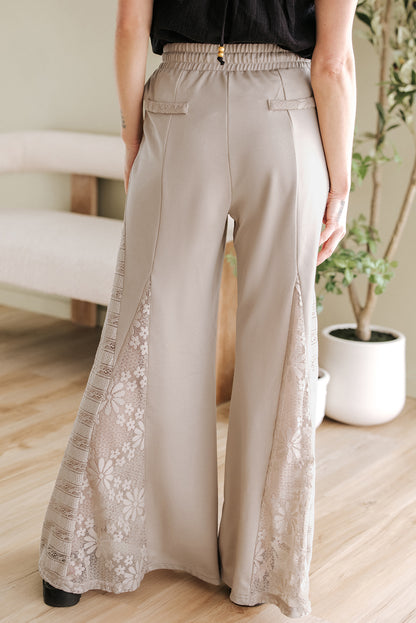 Smoke Grey Boho Lace High Waist Pants