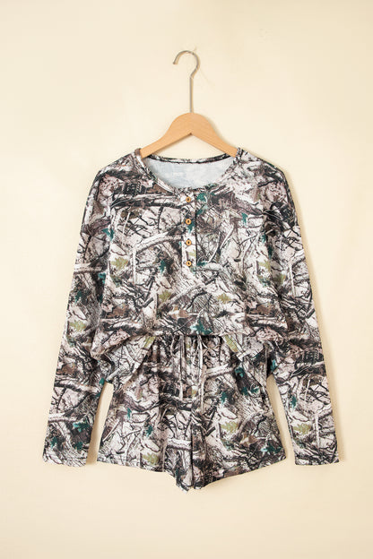 Camo Top & Shorts Two Piece Set