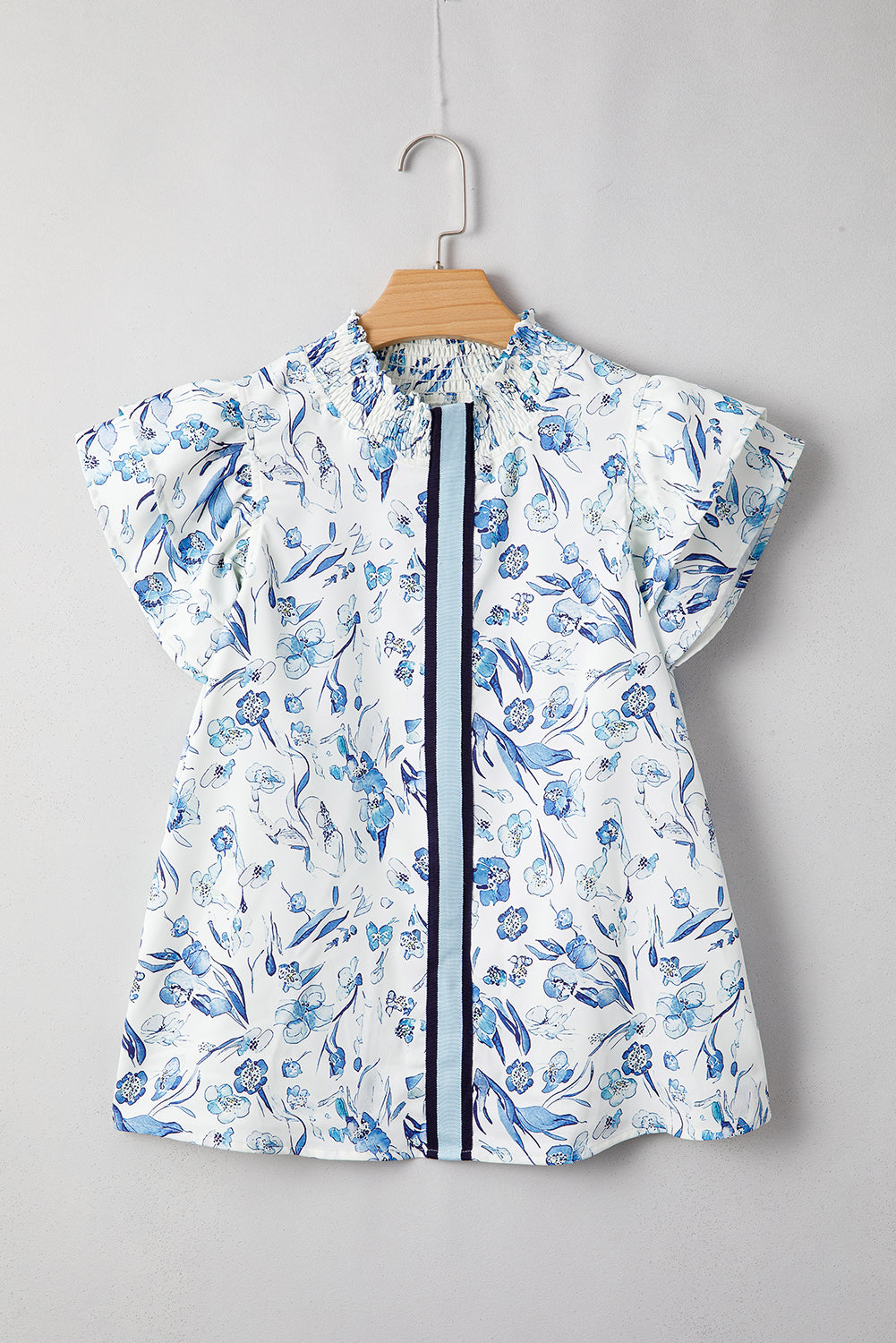 Sky Blue Floral Print Blouse