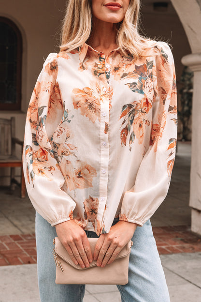 Floral Puff Sleeve Lightweight Shirt