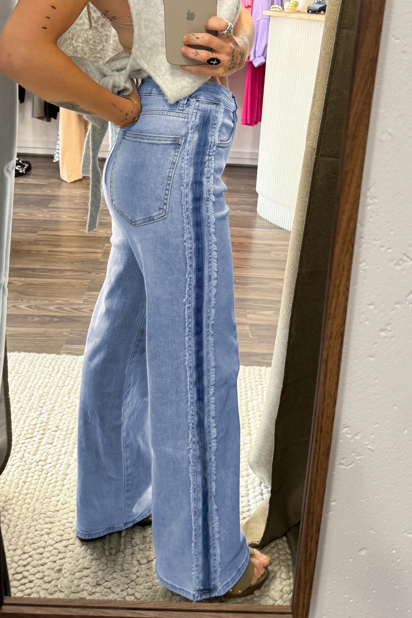 Beau Blue Contrast Frayed Jeans