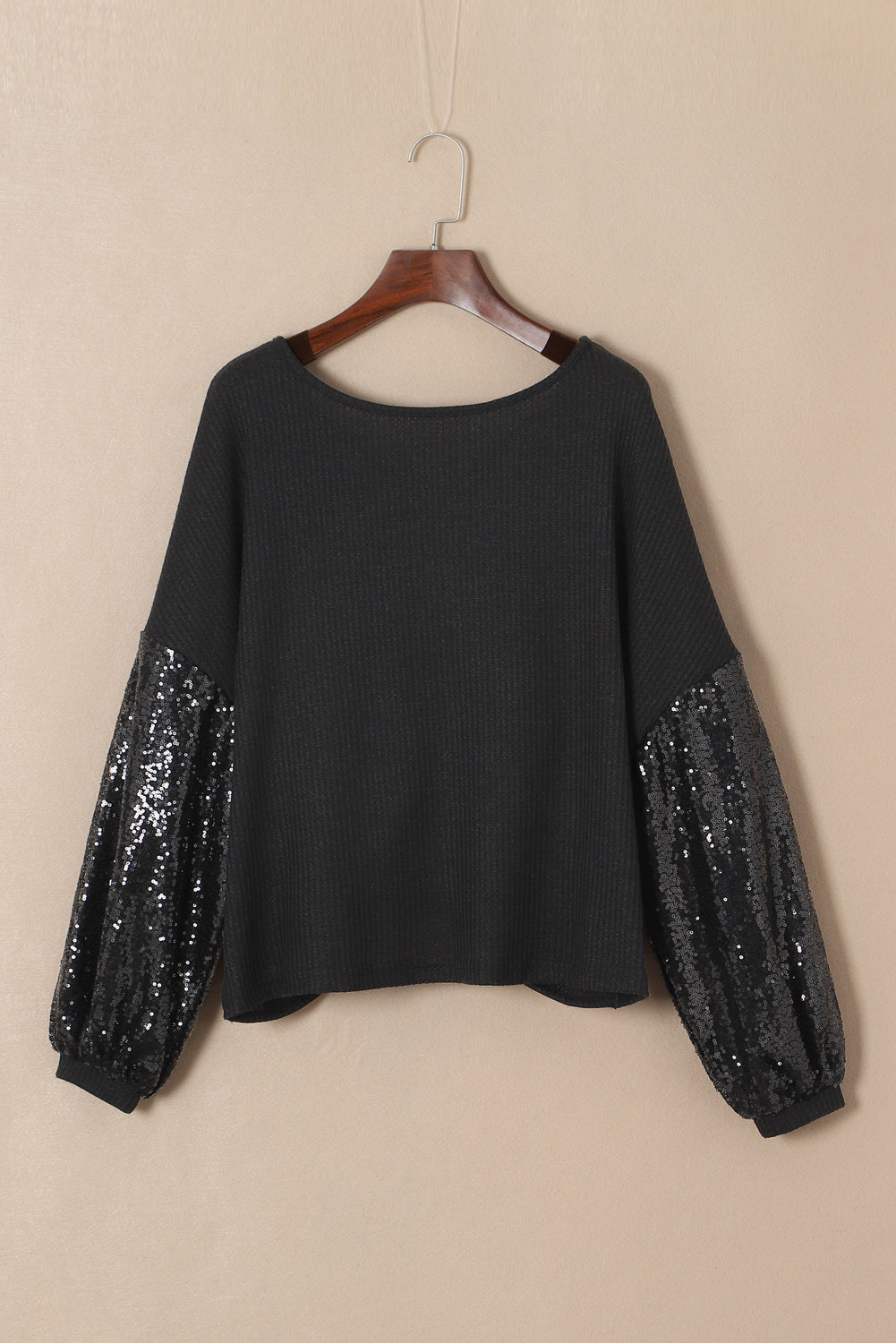 Sequin Open Back Knit Top