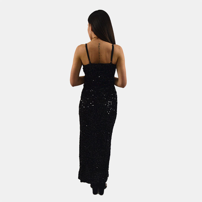 Black velvet sequins dress