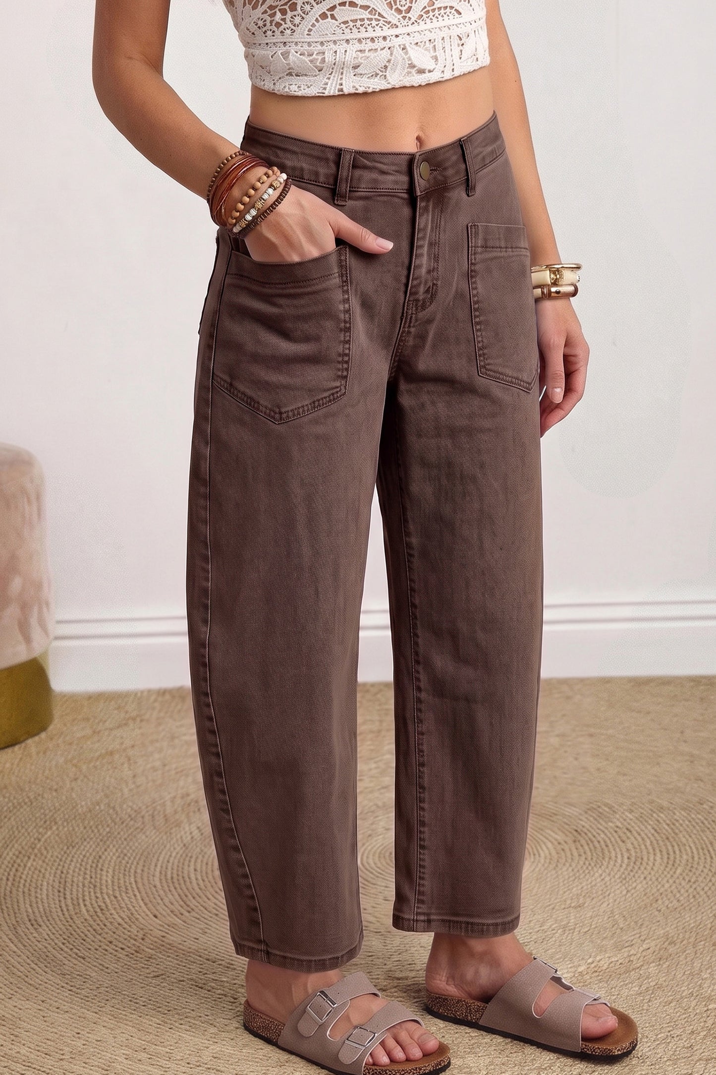 Ankle-length Barrel Jeans