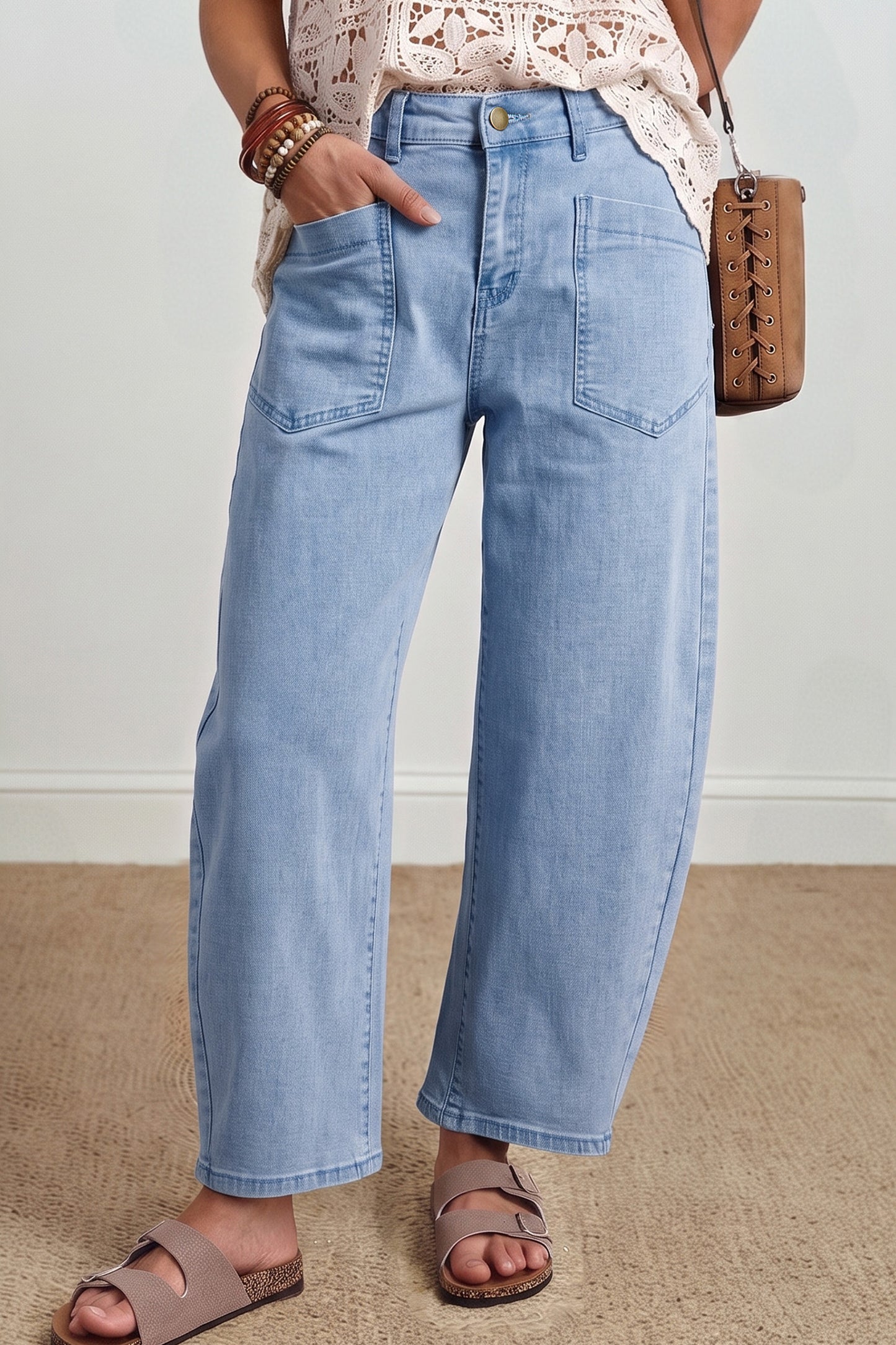 Ankle-length Barrel Jeans