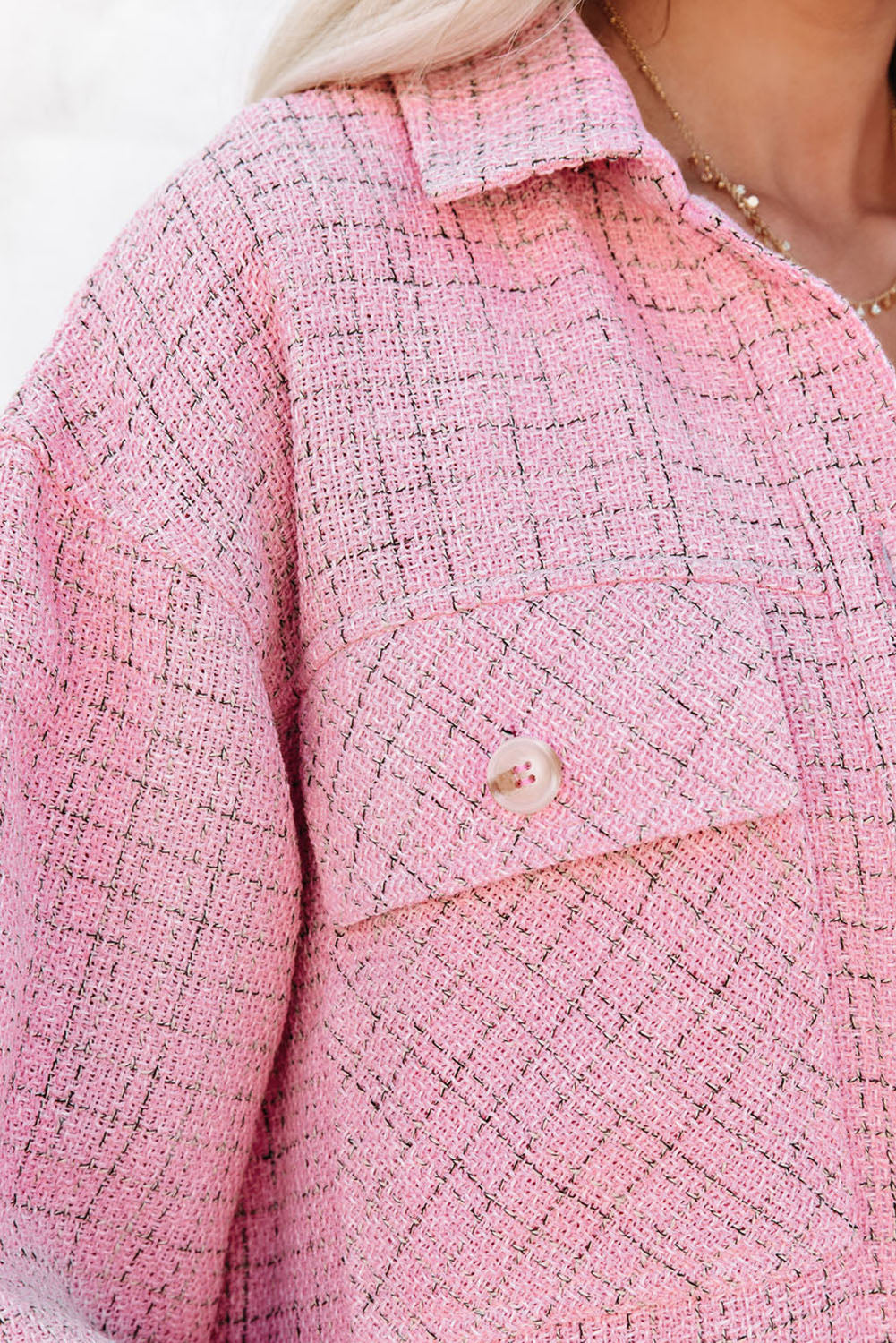Pink Plaid Tweed Shacket